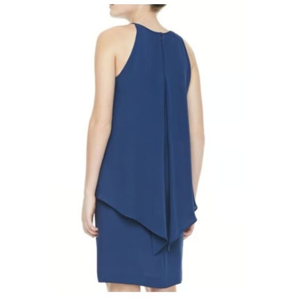 New NWT Theory Lyall 100% Silk Layered Sleeveless Dress, Pitch Blue Size 10 - Picture 2 of 11